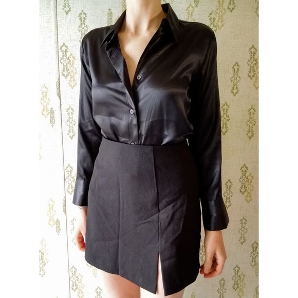 Vintage Tops - 90's Black Satin Top